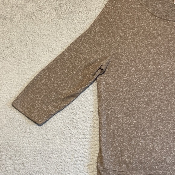 Chicos Brown Marled Knit Tie Front 3/4 Sleeve Casual Top Shirt Size 1 - Picture 4 of 15